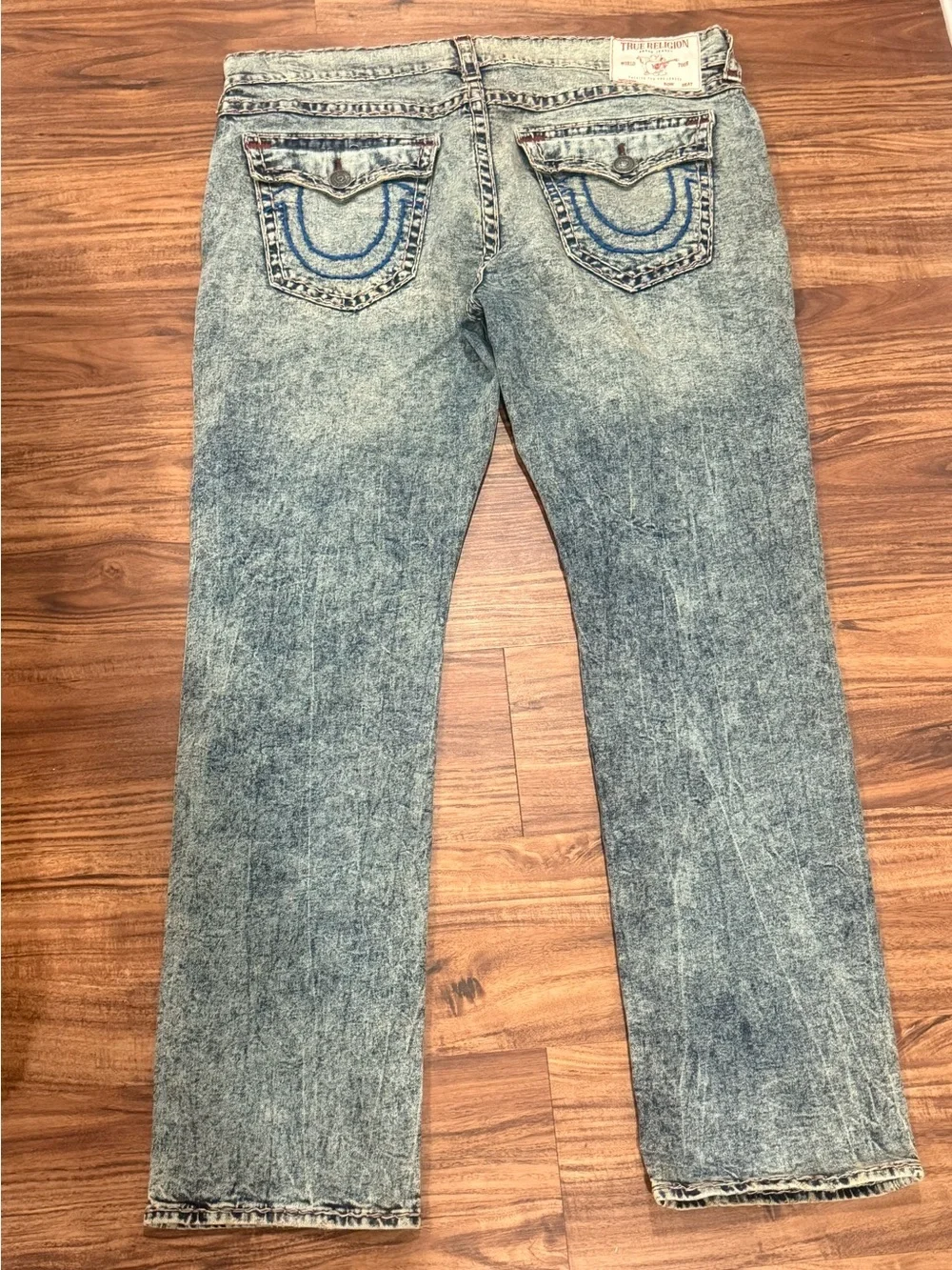 True Religion Ricky Super T Men's Size 40 Relaxed Straight Acid Wash Jeans